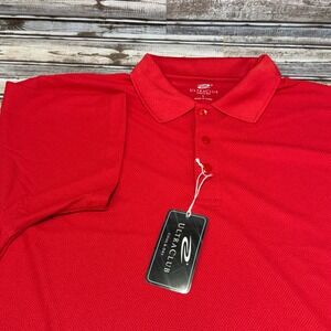 UltraClub Polo Shirt Mens L‎ Red Cool & Dry Performance Moisture-Wicking